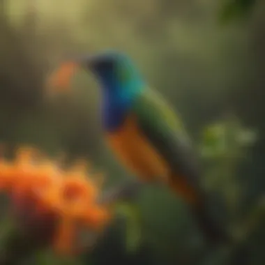 Graceful Sunbird in Nectar Feast Elegant Sunbird sipping nectar from a flower