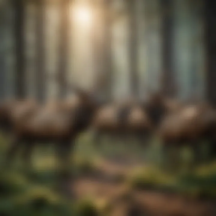 Elk herd roaming through Oregon's lush forests