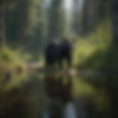 Elusive black bear roaming the lush greenery surrounding Sardine Lake