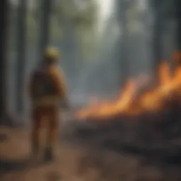 Firefighters conducting a controlled burn in a forested area to prevent wildfires.