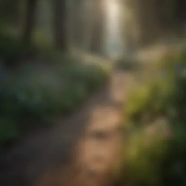 Colorful wildflowers blooming along a serene forest path