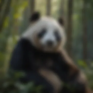 Graceful Giant Panda Enjoying Bamboo Forest