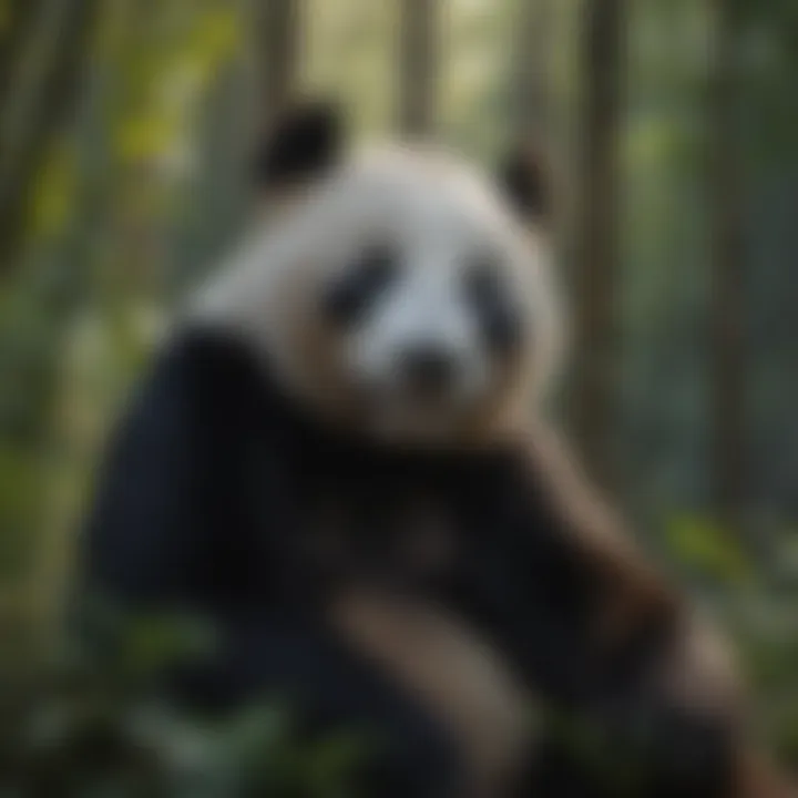Graceful Giant Panda Enjoying Bamboo Forest