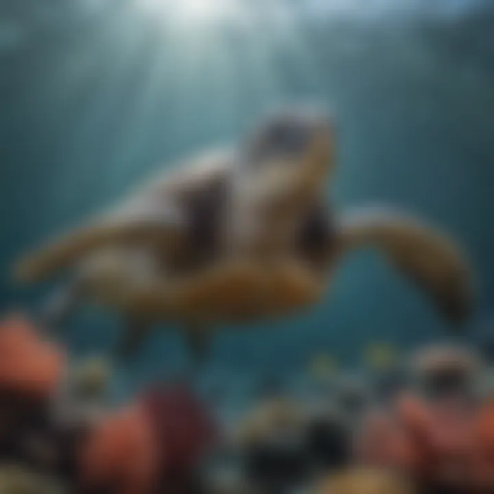 Enchanting Sea Turtle Gliding Through Coral Reef