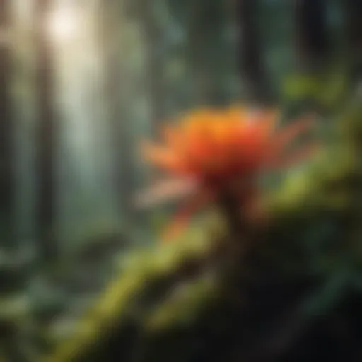 A vibrant example of an endangered plant species thriving in its natural habitat