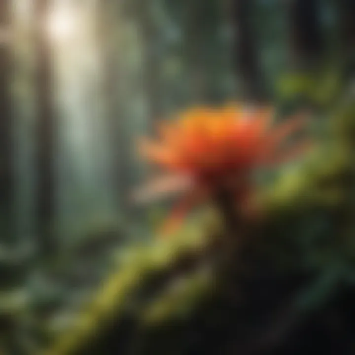A vibrant example of an endangered plant species thriving in its natural habitat