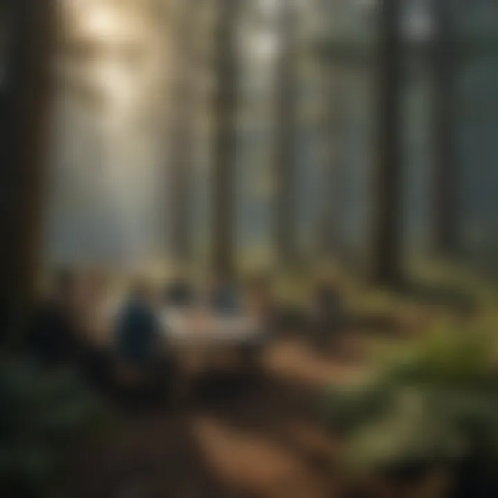 Illustration of a diverse group of individuals engaging in environmental discussions and learning
