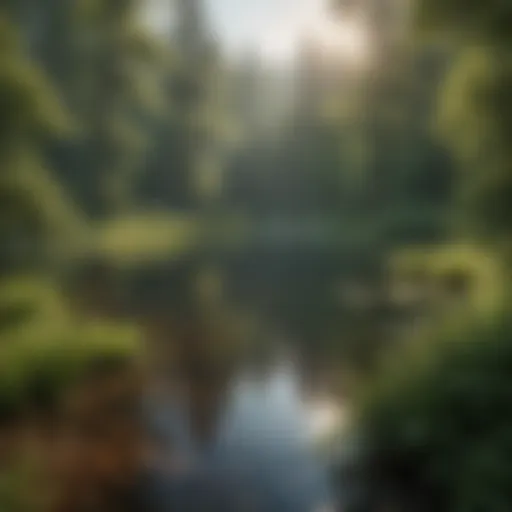 Lush greenery surrounding the hidden lake