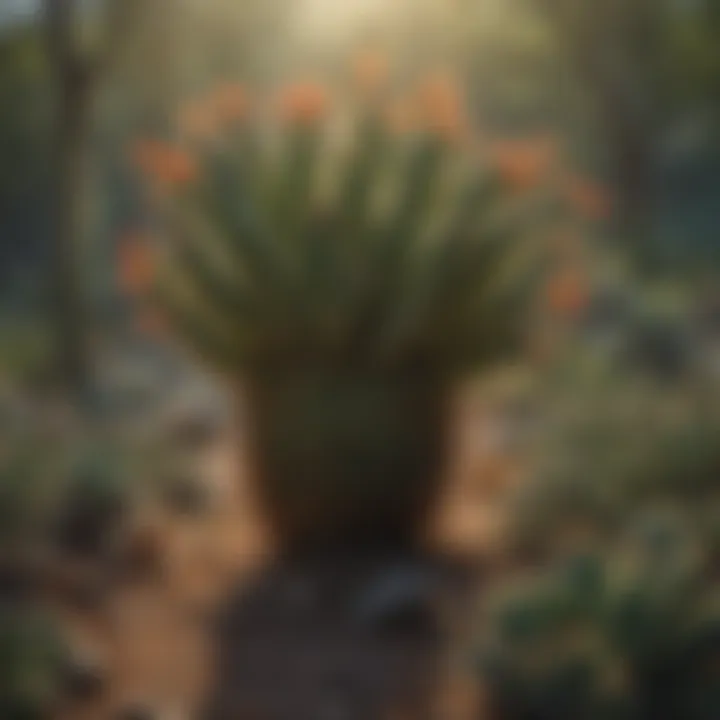 Ecosystem Harmony: Mutualistic Relationship Between Cactus-Like Plant and Desert Insects