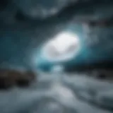 Glacial Blue Hues Reflecting in Ice Cave Glacial Blue Hues