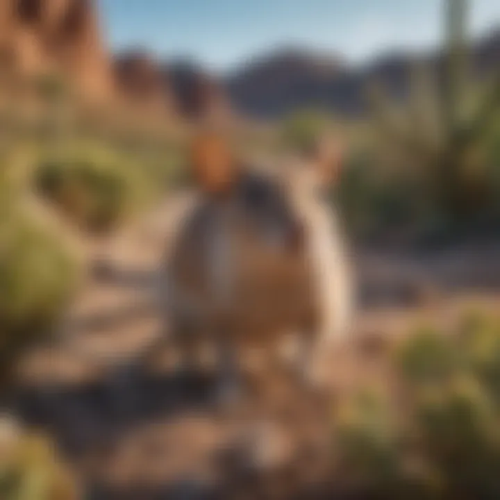 Giant kangaroo rat amidst cacti in Arizona ecosystem