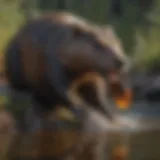 Majestic beaver building a dam in Arizona wilderness