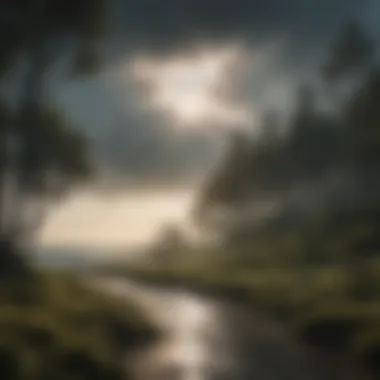 Climate's Sway: Nature's Response to Change Dramatic sky showcasing the effects of climate change on a coastal landscape