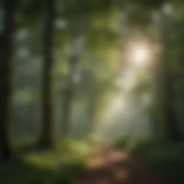Nature's Resilience: The Green Haven Lush green forest canopy with sunlight filtering through