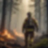 US firefighter battling a fierce forest fire
