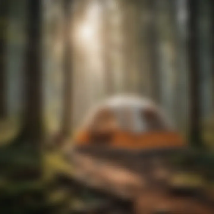 Serene camping setup in a lush forest