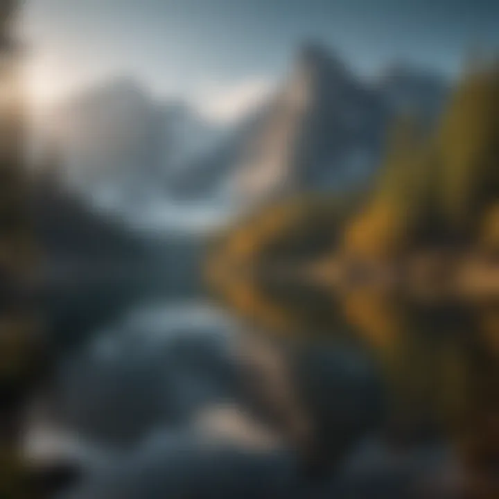 Majestic mountains reflecting in a tranquil lake