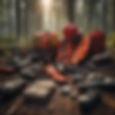 Firefighting Gear Essentials Essential firefighting gear laid out in a forest setting