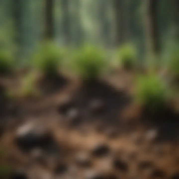 A close-up view of different growing mediums including soil, peat, and rock wool arranged aesthetically.