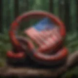 Symbolism of American flag intertwined with pit vipers