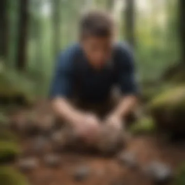 Archaeologist examining ancient artifacts