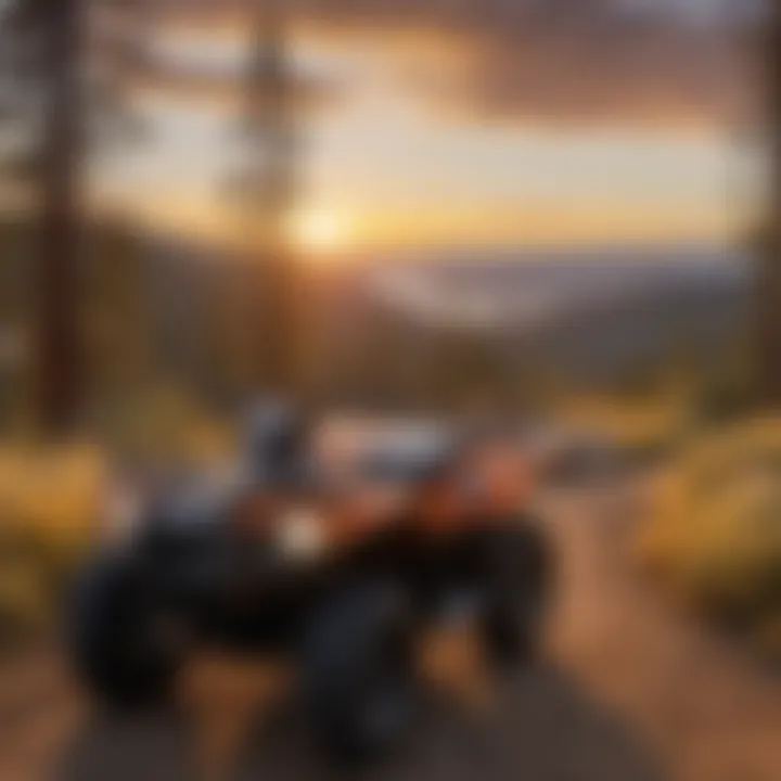 ATV riders overlooking stunning sunset view