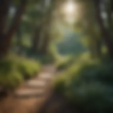 Lush vegetation surrounding the pathway