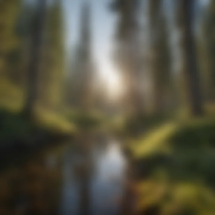 A panoramic landscape of Bend, showcasing its vibrant culture and outdoor charm