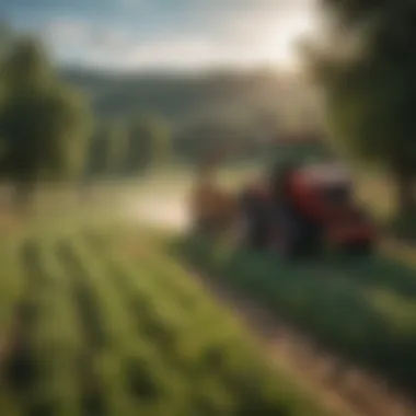 Alfalfa being harvested in a picturesque rural setting