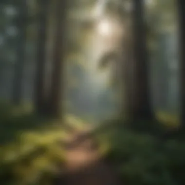 Nature's Embrace: The Tranquility of National Parks A serene landscape of a national park featuring tall trees and a clear sky