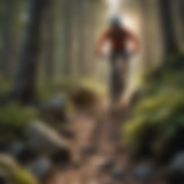 Thrilling Rocky Trail Adventure Mountain biker navigating through a rocky trail