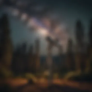 Telescope set up under a majestic star-filled sky