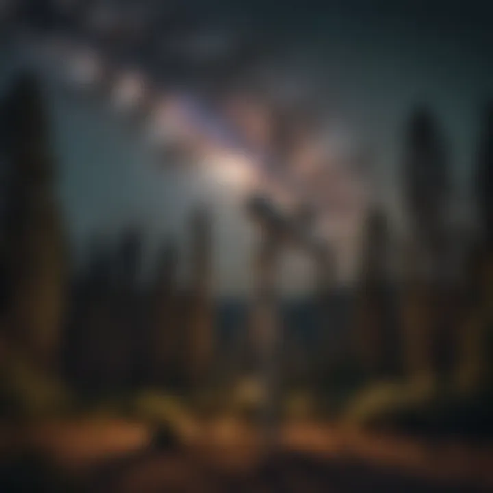 Telescope set up under a majestic star-filled sky