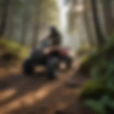 Quad rider conquering steep mountain path