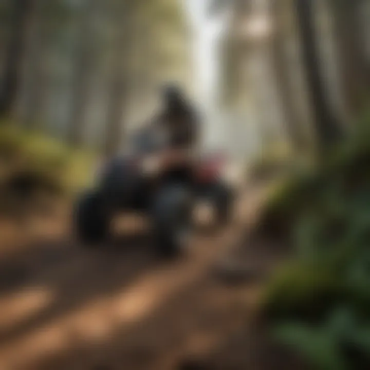 Quad rider conquering steep mountain path