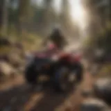 Quad rider traversing through rocky terrain