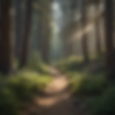 A lush forest trail in Big Bear surrounded by pine trees