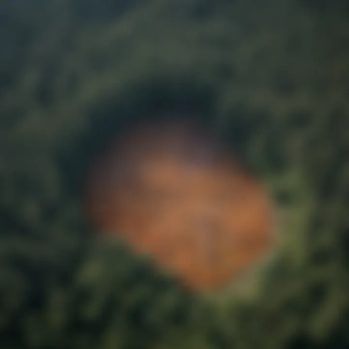 Aerial view of dense forest showcasing biomass distribution