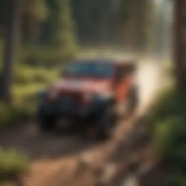 Jeep navigating a rugged trail