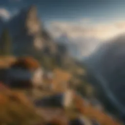 A picturesque view of a rugged mountain range showcasing outdoor adventure.