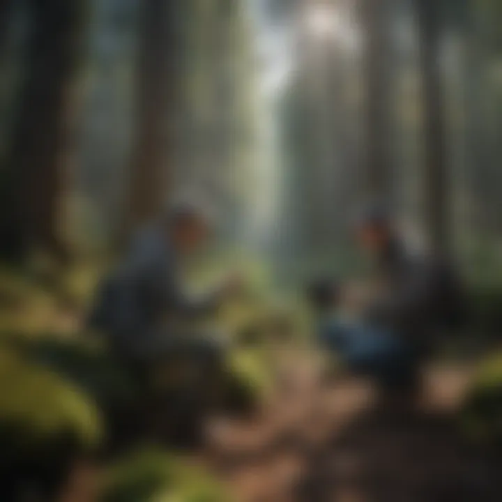 An instructor demonstrating camera techniques to students