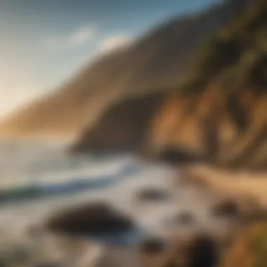 Coastal Bliss and Adventure Expansive view of a rugged coastline with waves crashing