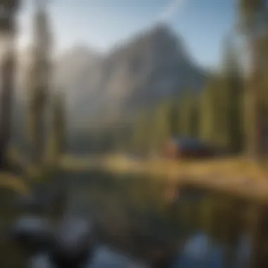 Majestic Mountain Hideaway Campsite nestled among towering mountains and pine trees
