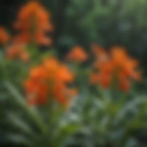 Butterfly weed plant in full bloom showcasing vibrant orange flowers