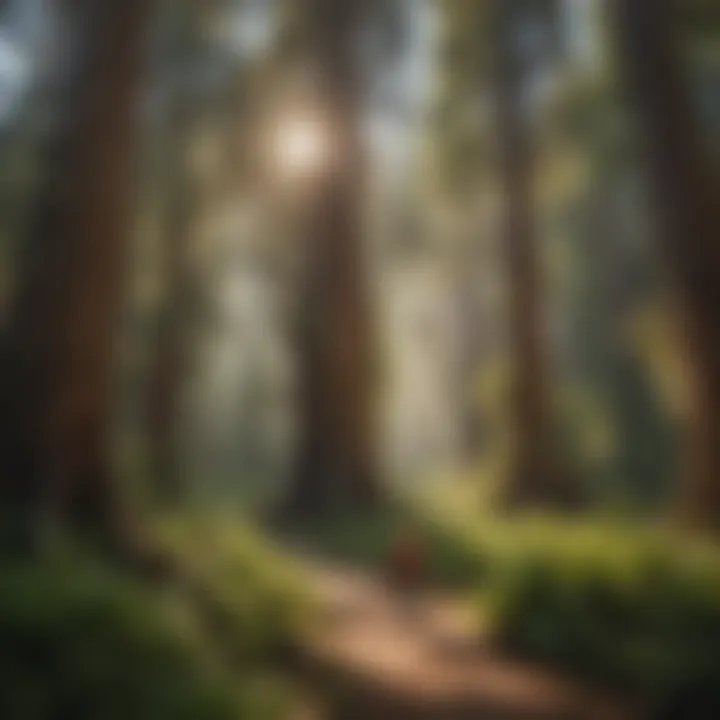 Recreational Activities Amidst Ancient Giants Visitors enjoying hiking trails surrounded by ancient trees