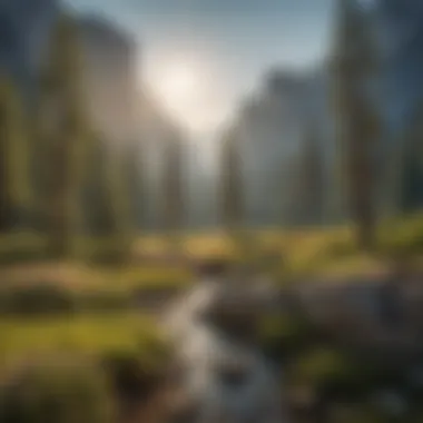 A breathtaking view of Yosemite Valley with towering cliffs and lush greenery.