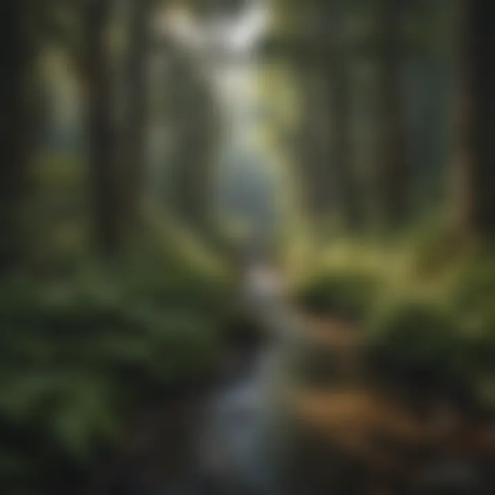 Lush forest surrounding Camp Creek with diverse flora