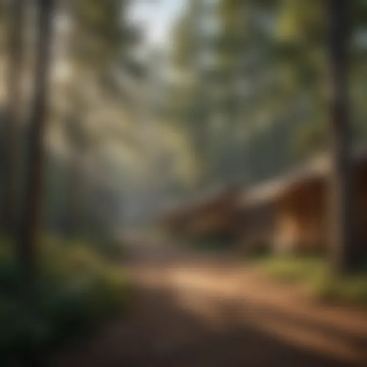 A panoramic view of the camp facilities amid nature