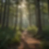 A serene view of Camp Kiowa's lush forest landscape