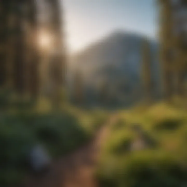 Mountain Majesty at Campground D Hiking trail with mountain backdrop at Campground D